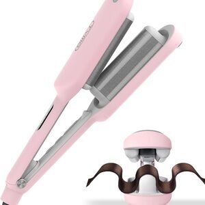 Pink 2-in-1 Hair Styling Tool with Curved Edges